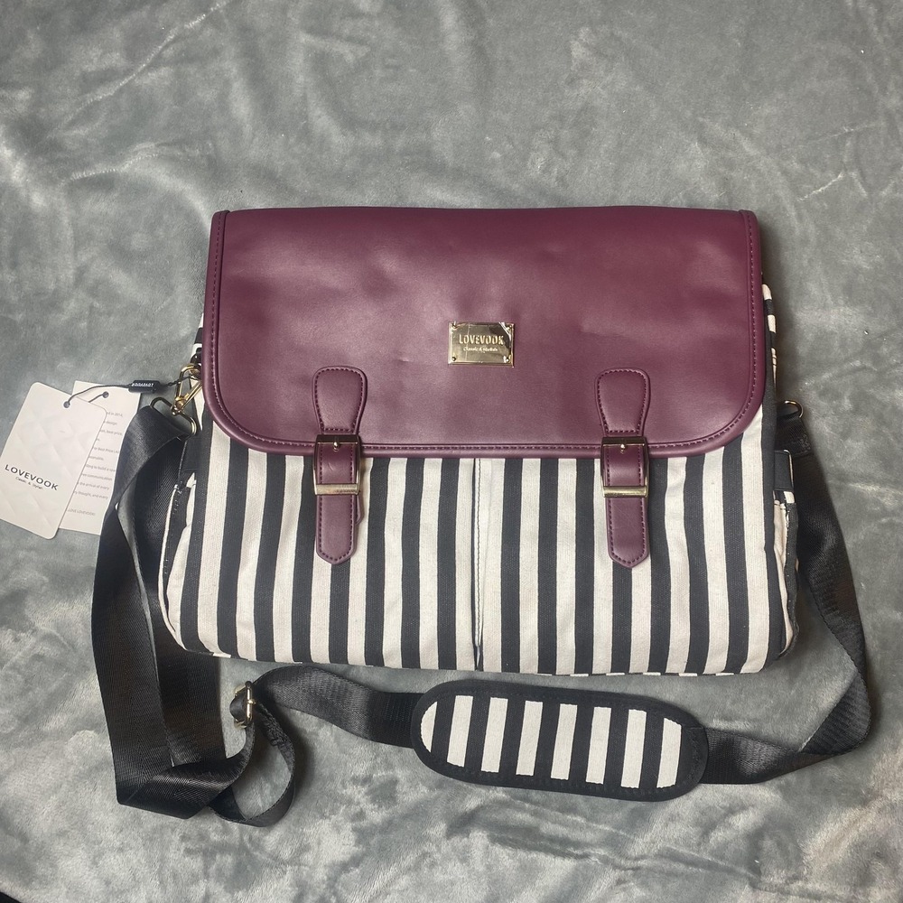 Lovevook Messenger Bag Womens Large‎ Purple Stripe Shoulder Laptop Work Satchel
